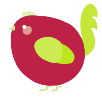 A crimson and lime chicken