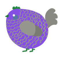 A blurple and ash chicken with a lace pattern