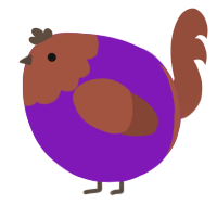 A violet and russet chicken with a head pattern