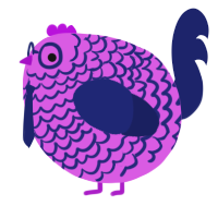 A orchid and navy chicken with a lace pattern