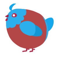 A red and sky chicken with a head pattern