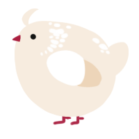 A cream chicken with a neck-speckle pattern