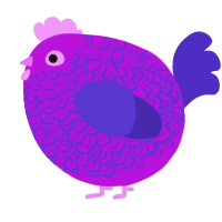 A amethyst and indigo chicken with a double-lace pattern