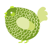 A chartreuse and lemon chicken with a lace pattern