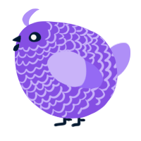 A blurple and lilac chicken with a lace pattern