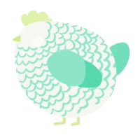 A white and mint chicken with a lace pattern