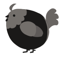 A sable and grey chicken with a head pattern