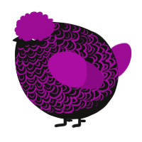 A black and plum chicken with a double-lace pattern