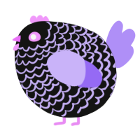 A black and lilac chicken with a lace pattern