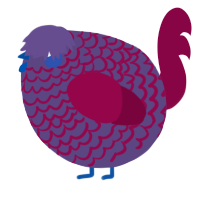 A overcast and maroon chicken with a lace pattern
