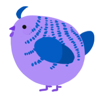 A lilac and ultramarine chicken with a half-bar pattern