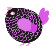 A sable and orchid chicken with a lace pattern