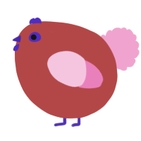 A red and pink chicken