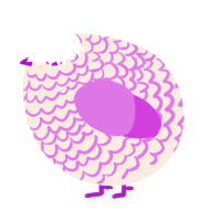 A cream and orchid chicken with a lace pattern