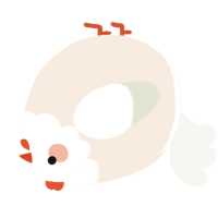 A cream and white chicken with a head pattern