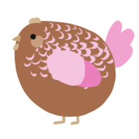 A brown and pink chicken with a half-lace pattern