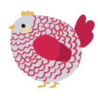 A mist and crimson chicken with a lace pattern