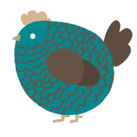 A teal and bark chicken with a lace pattern
