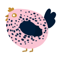 A rose and tumblr chicken with a speckle pattern