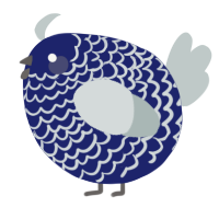 A navy and silver chicken with a lace pattern