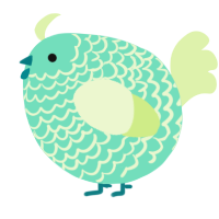 A mint and apple chicken with a lace pattern
