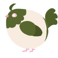 A cream and olive chicken with a head pattern