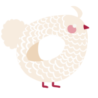 A cream chicken with a lace pattern