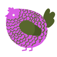 A orchid and olive chicken with a lace pattern