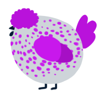 A mist and amethyst chicken with a speckle pattern