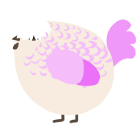 A cream and lavender chicken with a half-lace pattern