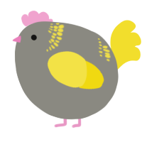 A ash and yellow chicken with a neck-band pattern