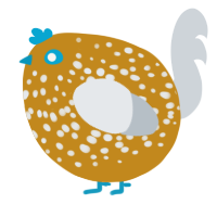 A ochre and mist chicken with a speckle pattern