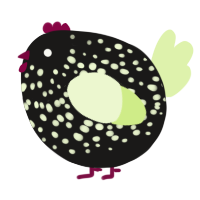 A sable and apple chicken with a speckle pattern