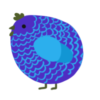 A indigo and sky chicken with a lace pattern