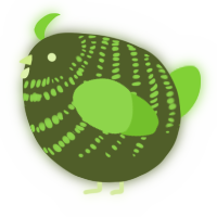 A olive and grass chicken with a bar pattern