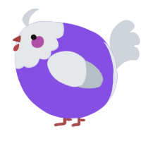 A blurple and mist chicken with a head pattern