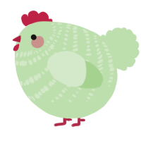 A gluppy chicken with a bar pattern