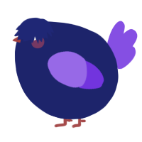 A navy and blurple chicken