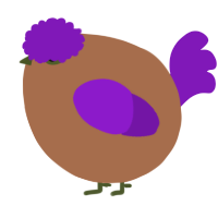 A brown and violet chicken