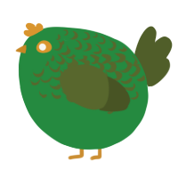 A viridian and olive chicken with a half-lace pattern