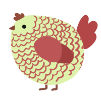 A apple and red chicken with a lace pattern