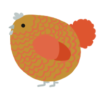 A gold and vermilion chicken with a lace pattern