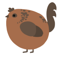 A brown and bark chicken with a neck-speckle pattern