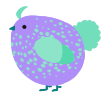 A lilac and mint chicken with a speckle pattern