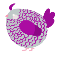 A silver and plum chicken with a lace pattern