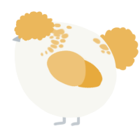 A white and honey chicken with a neck-speckle pattern