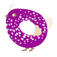 A plum and cream chicken with a speckle pattern
