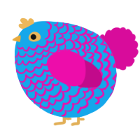 A sky and fuchsia chicken with a lace pattern