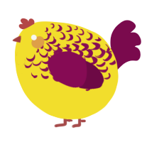 A yellow and wine chicken with a half-lace pattern