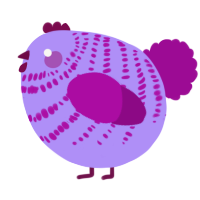 A lilac and plum chicken with a bar pattern